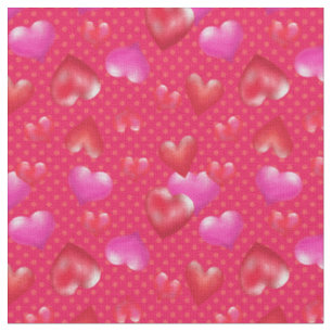 Pretty Pink Painted Hearts Valentine's Day Fabric