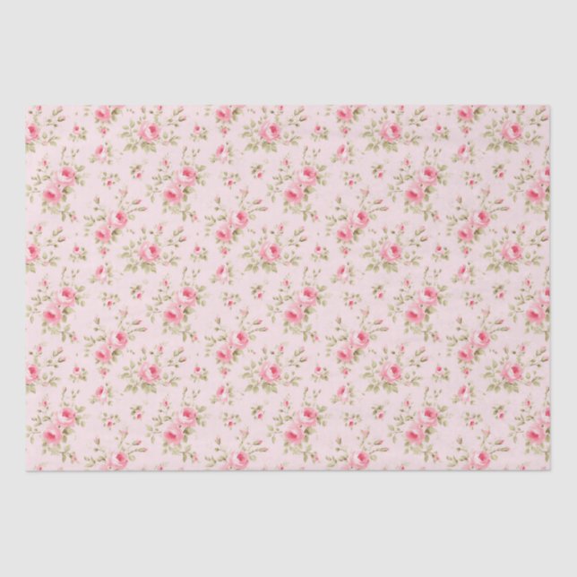 Pretty Pink Painted Roses  Tissue Paper (Front)