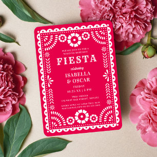 Pretty Pink Papel Picado Wedding Rehearsal Dinner Invitation