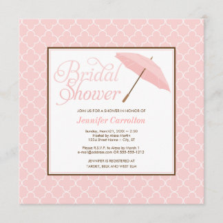Pretty Pink Parasol Bridal Shower Invitation