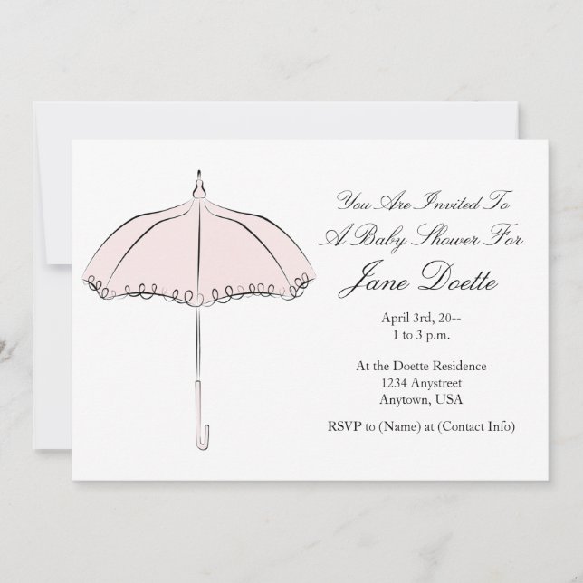 Pretty Pink Parasol Shower Invitation (Front)