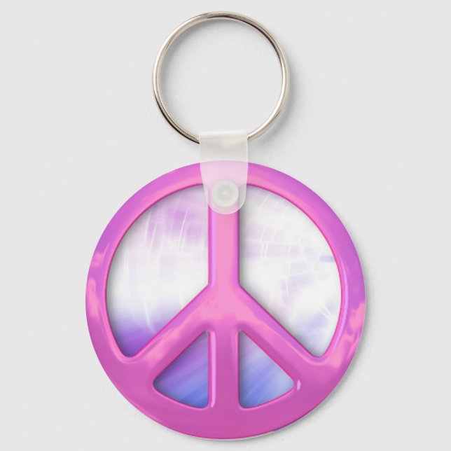 Pretty Pink Peace Sign Key Ring (Front)
