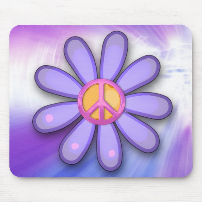 Pretty Pink Peace Sign Mouse Pad (Front)
