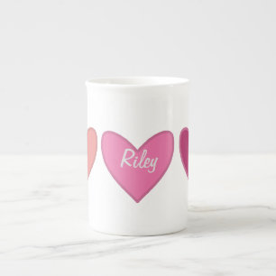 Pretty Pink & Peach Hearts  Bone China Mug