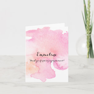 Pretty Pink Peach Watercolor Thank you bridesmaid Card