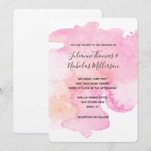 Pretty Pink Peach Watercolor Wedding Invites