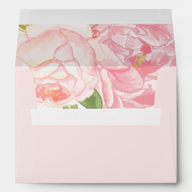 Pretty Pink Peonies A7 Wedding Envelopes (Back (Bottom))