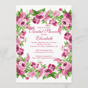 Pretty Pink Peonies Floral Bridal Shower Invitation