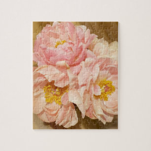 Pretty Pink Peonies Flowers Bouquet Jigsaw Puzzle