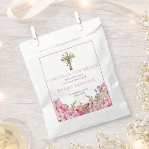 Pretty Pink Peonies Funeral Seed Packet Favour Bag