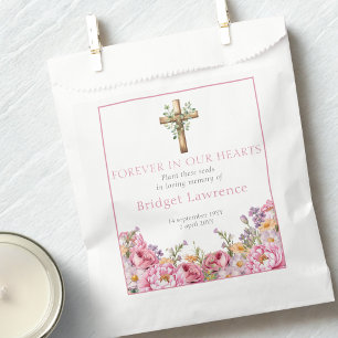 Pretty Pink Peonies Funeral Seed Packet Favour Bag