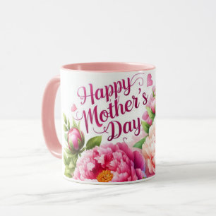 Pretty Pink Peonies Mother's Day Floral Mug