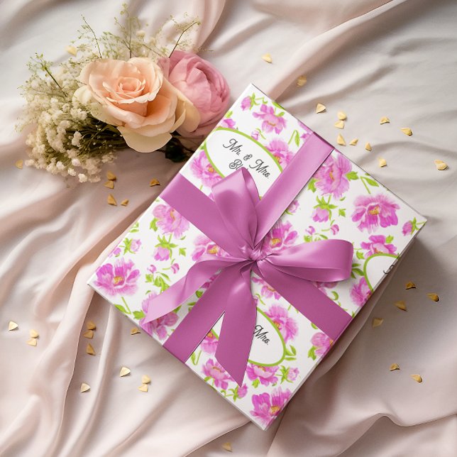 Pretty Pink Peonies Personalised Wrapping Paper (Creator Uploaded)