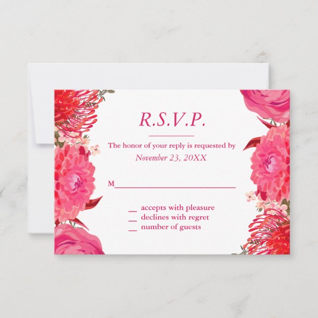 Pretty Pink Peonies Response Card (Front)