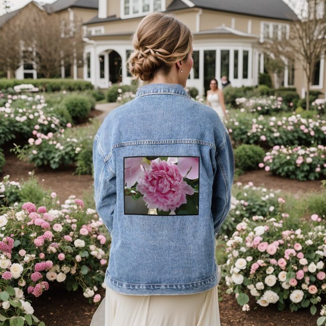 Pretty Pink Peony  Denim Jacket (Wedding Back)