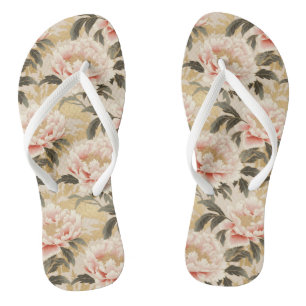 Pretty Pink Peony Flip Flops