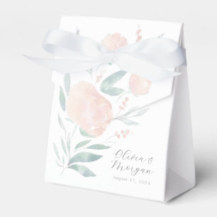 Pretty pink peony floral wedding favour box