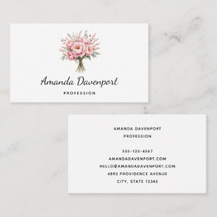 Pretty Pink Peony Flower Bouquet Business Card