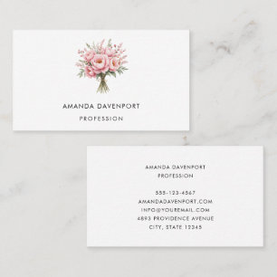 Pretty Pink Peony Flower Bouquet Business Card