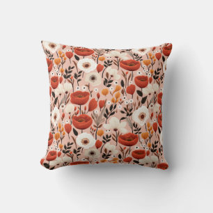 Pretty Pink Peony Vintage Floral Pattern Cushion