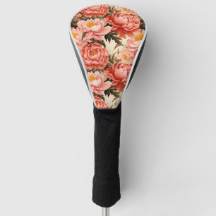 Pretty Pink Peony Vintage Floral Pattern Golf Head Cover