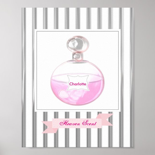 Pretty Pink Perfume Bottle Personalised Poster (Front)