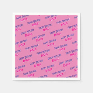 Pretty Pink personalised  Birthday Napkin