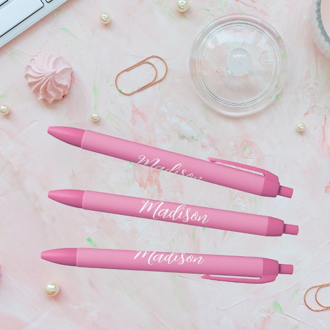 Pretty Pink Personalised Name Black Ink Pen (Creator Uploaded)