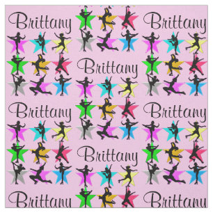 PRETTY PINK PERSONALIZED FIGURE SKATING FABRIC