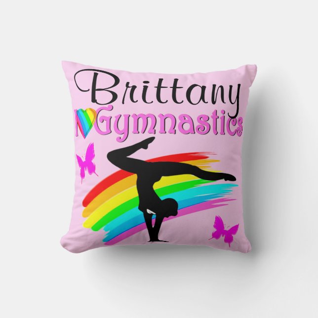 PRETTY PINK PERSONALIZED GYMNASTICS PILLOW (Front)