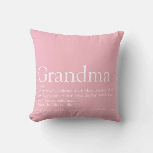 Pretty Pink Photo Grandma Grandmother Definition Cushion (Front)
