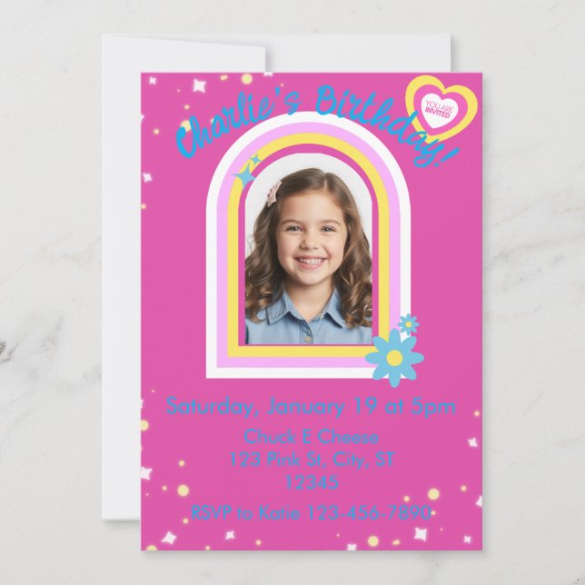 Pretty Pink Picture Birthday Invitation (Front)