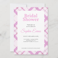 Pretty Pink Plaid Border White Bridal Shower