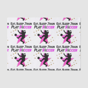 PRETTY PINK PLAYING SOCCER DESIGN TISSUE PAPER