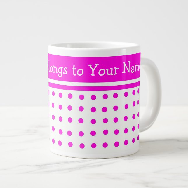 Pretty Pink Polka Dot Jumbo Mug to Customise (Front Right)