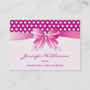 Pretty Pink Polka Dots and Bow Mummy Calling Cards