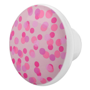 pretty pink polka dots ceramic knob