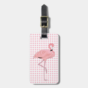 Pretty Pink Polka Dots & Flamingo Custom Luggage Tag