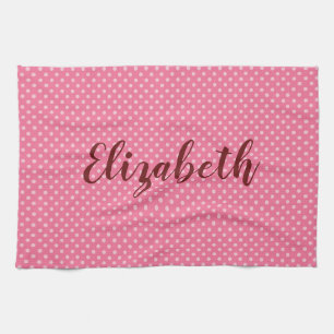 Pretty Pink Polka dots Tea Towel