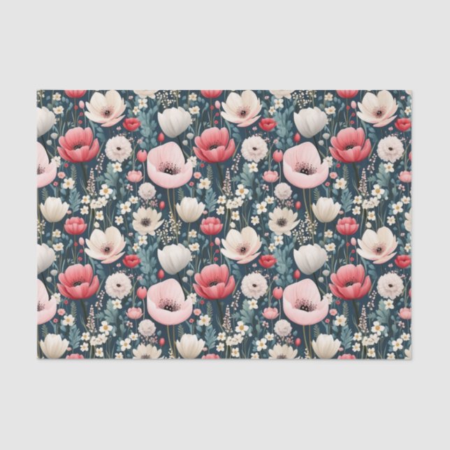 Pretty Pink Poppies Tissue Paper (Front)