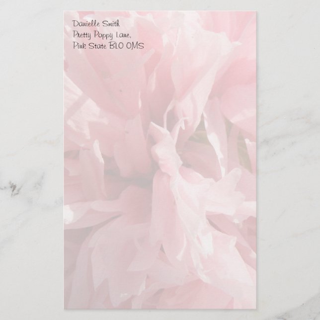 Pretty Pink Poppy Custom Stationery (Front)