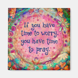 Pretty Pink Prayer Quote Inspiring Floral Trendy Magnet