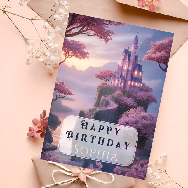 Pretty Pink Princess Castle Birthday Card (Creator Uploaded)