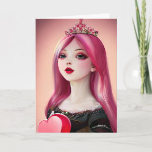 Pretty Pink Princess Personalised Birthday Card