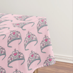 Pretty Pink Princess Tiara Birthday Party Girl Tablecloth