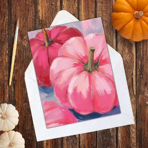 Pretty Pink Pumpkins Watercolor Holiday Card