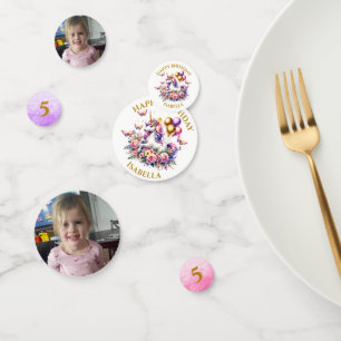 Pretty Pink, Purple and Gold Unicorn Birthday Confetti