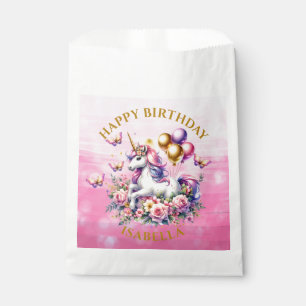 Pretty Pink, Purple and Gold Unicorn Birthday Favour Bag
