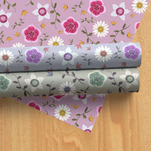 Pretty Pink, Purple, and Grey Floral Botanical