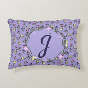 Pretty Pink Purple and Yellow Pansies Decorative Cushion